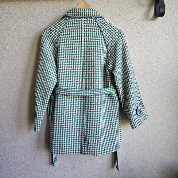 Athene Prêt Á Porter Houndstooth Coat Wool Cashmere Japan Sz 11 - Picture 4 of 10